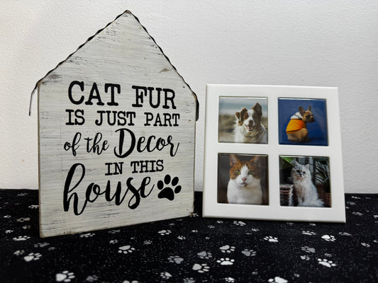 Custom Photo Magnet Frame (4 Slots Square) with 4 Custom Photo Magnets